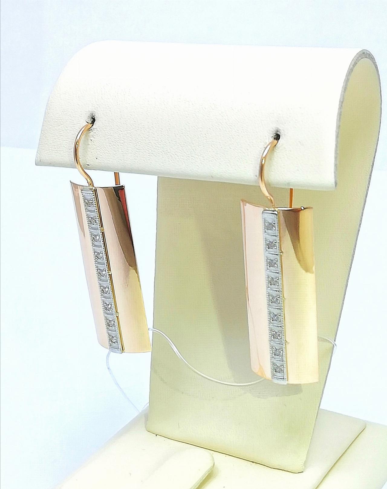 Золотые серьги пластины женские, фианит, французский замок, вес 4,9 г