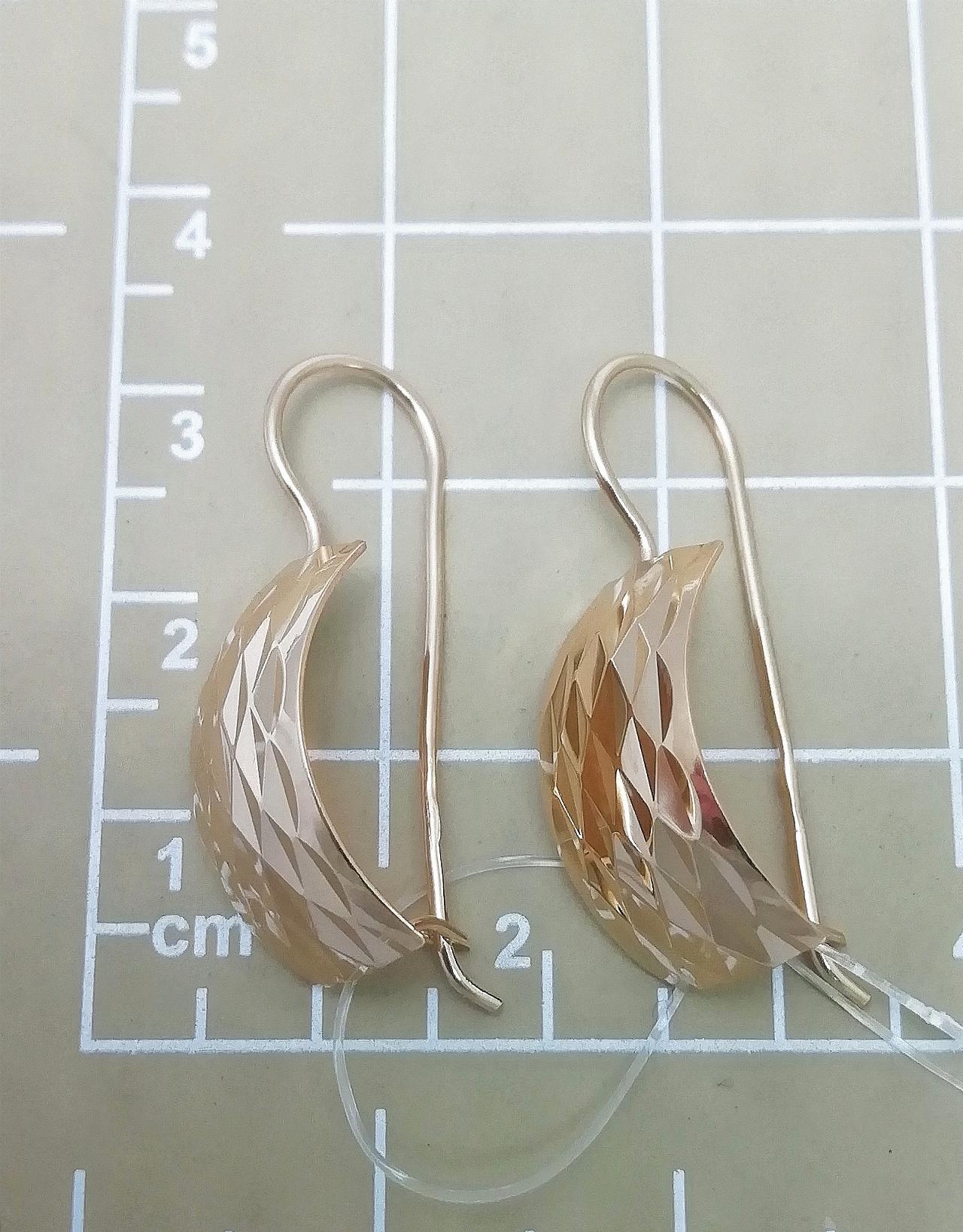 Золотые серьги женские, алмазная грань, французский замок, вес 2,87 г