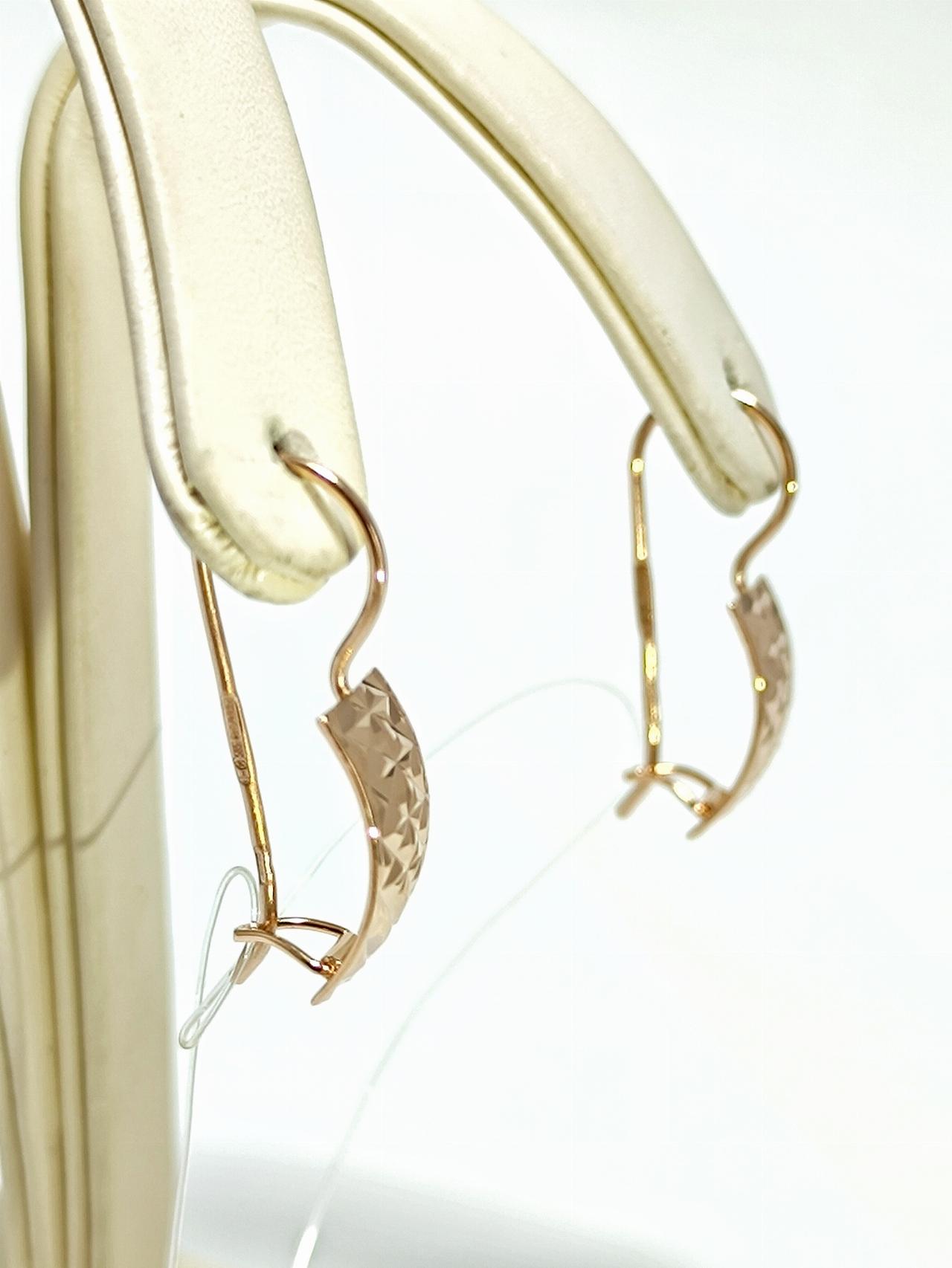 Золотые серьги женские, алмазная грань, французский замок, вес 2,41 г