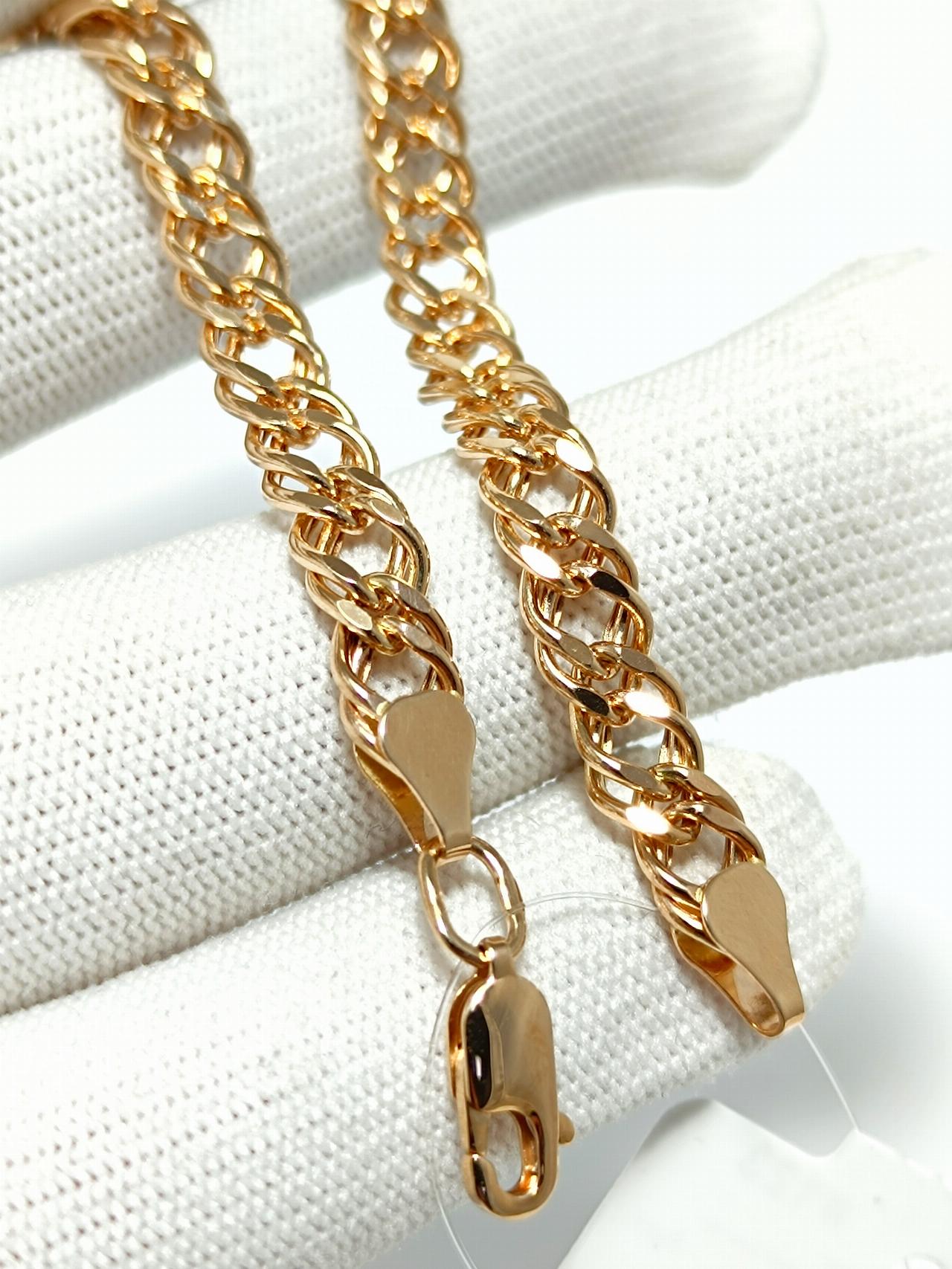 Золотой браслет Двойной ромб