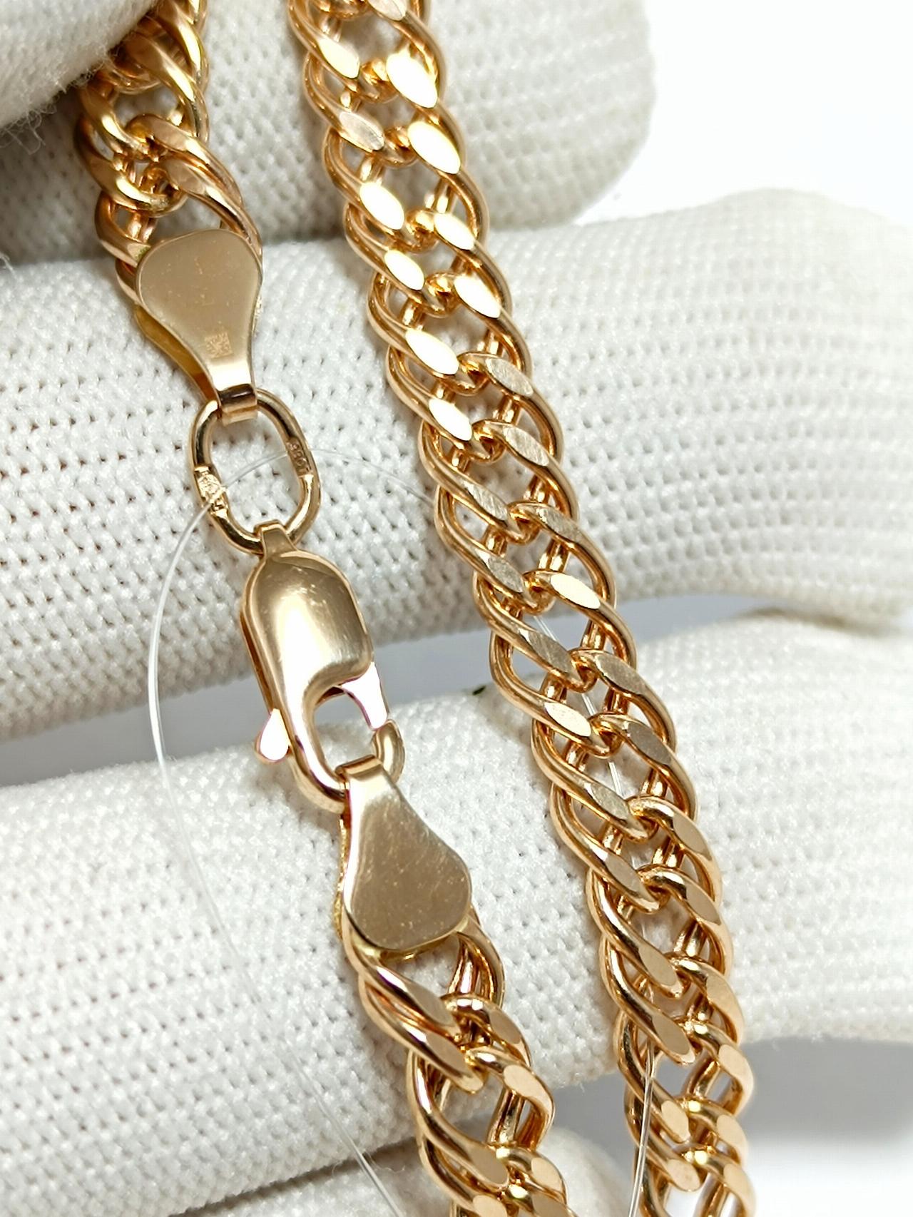 Золотой браслет Двойной ромб