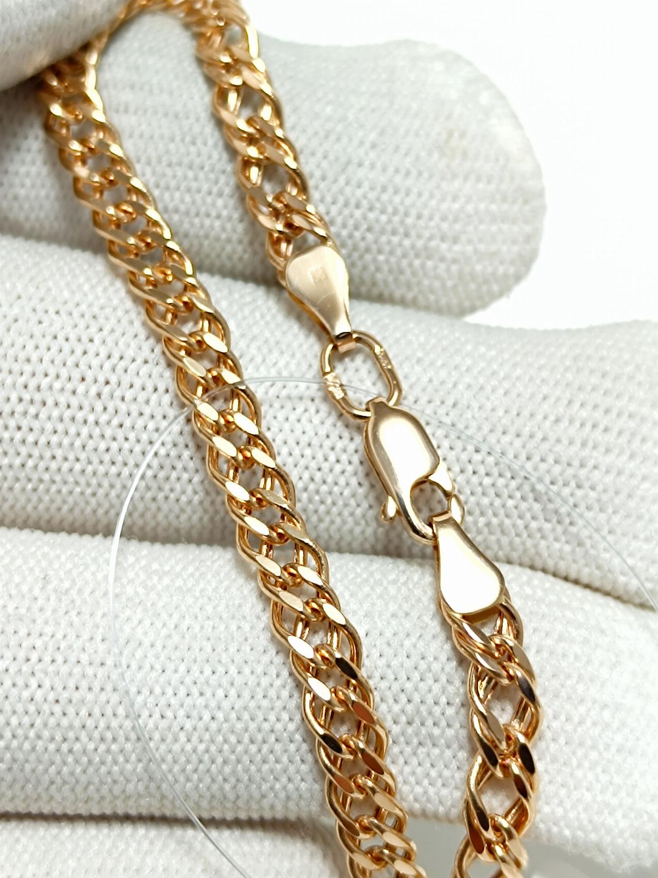 Золотой браслет Двойной ромб