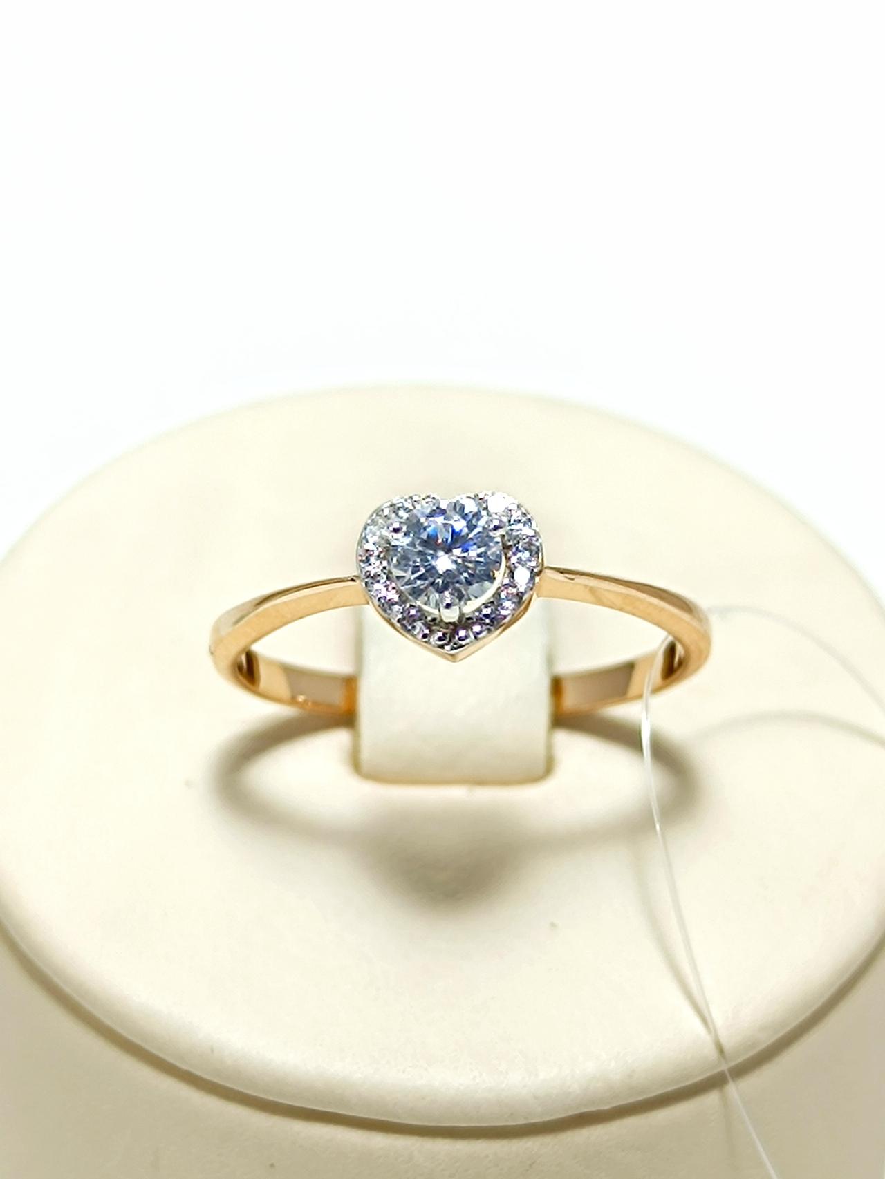 Золотое кольцо женское, вставка фианит