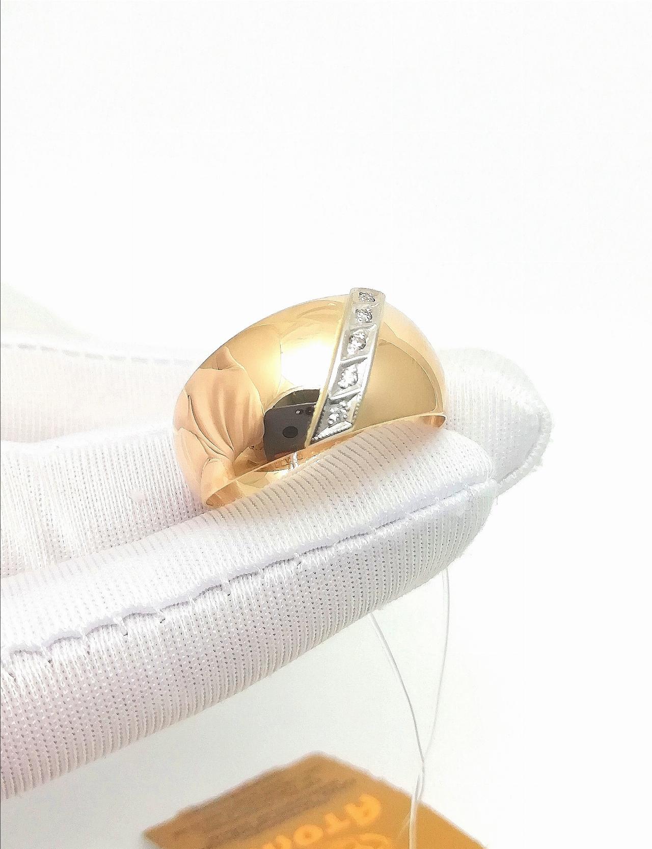 Золотое кольцо женское, вставка фианит