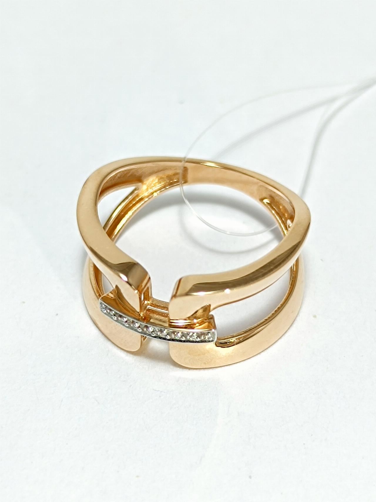 Золотое кольцо женское, вставка фианит