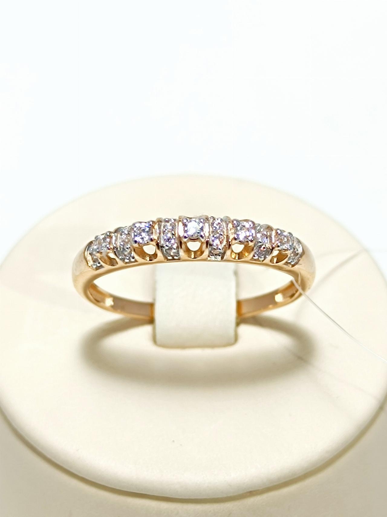 Золотое кольцо женское, вставка фианит