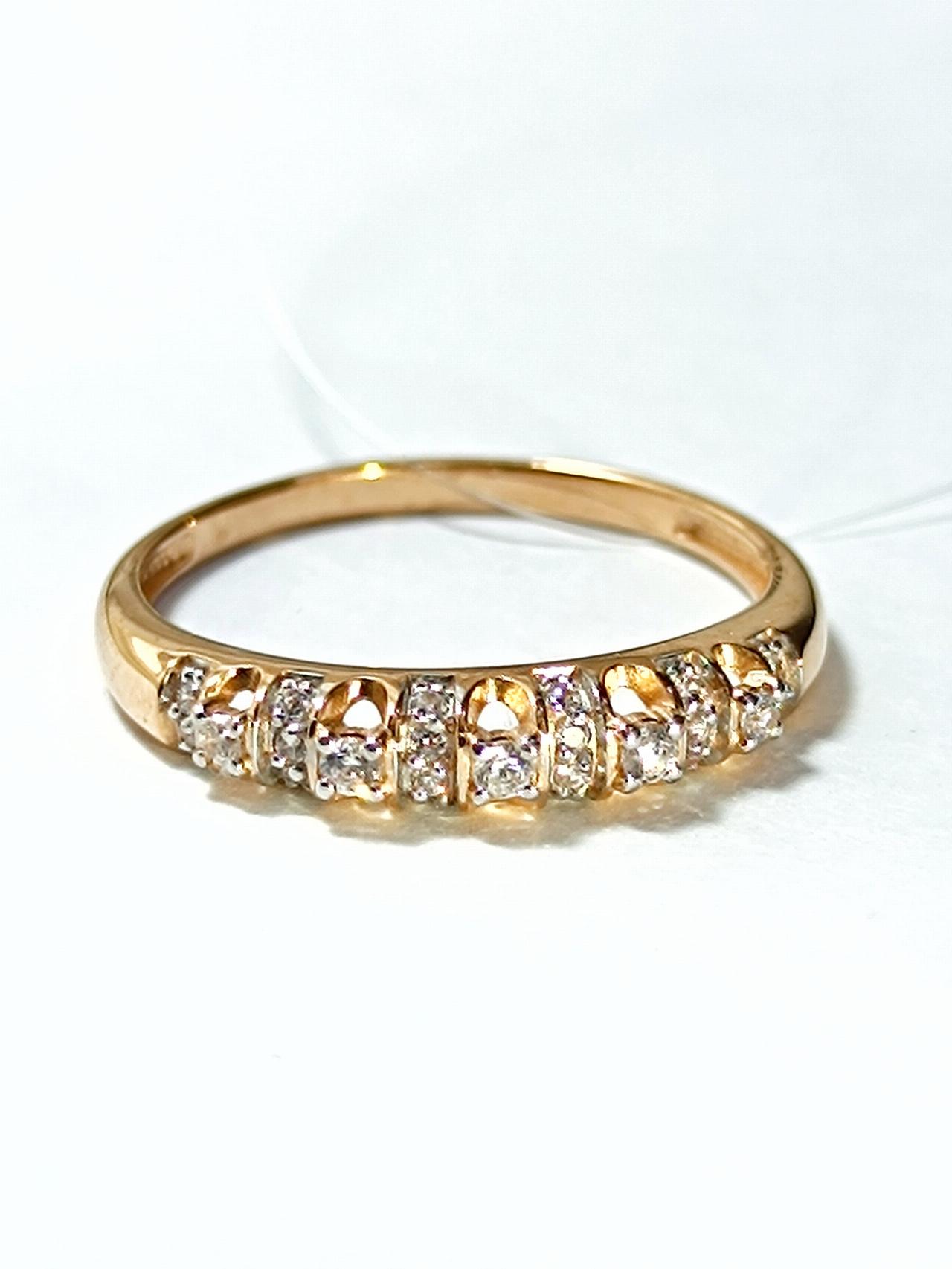 Золотое кольцо женское, вставка фианит