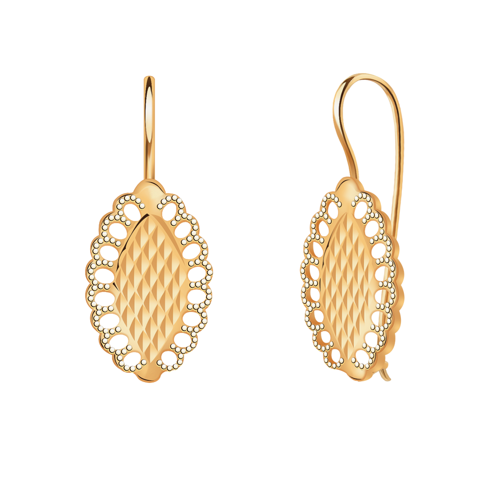 Золотые серьги женские, алмазная грань, французский замок, вес 2,30 г