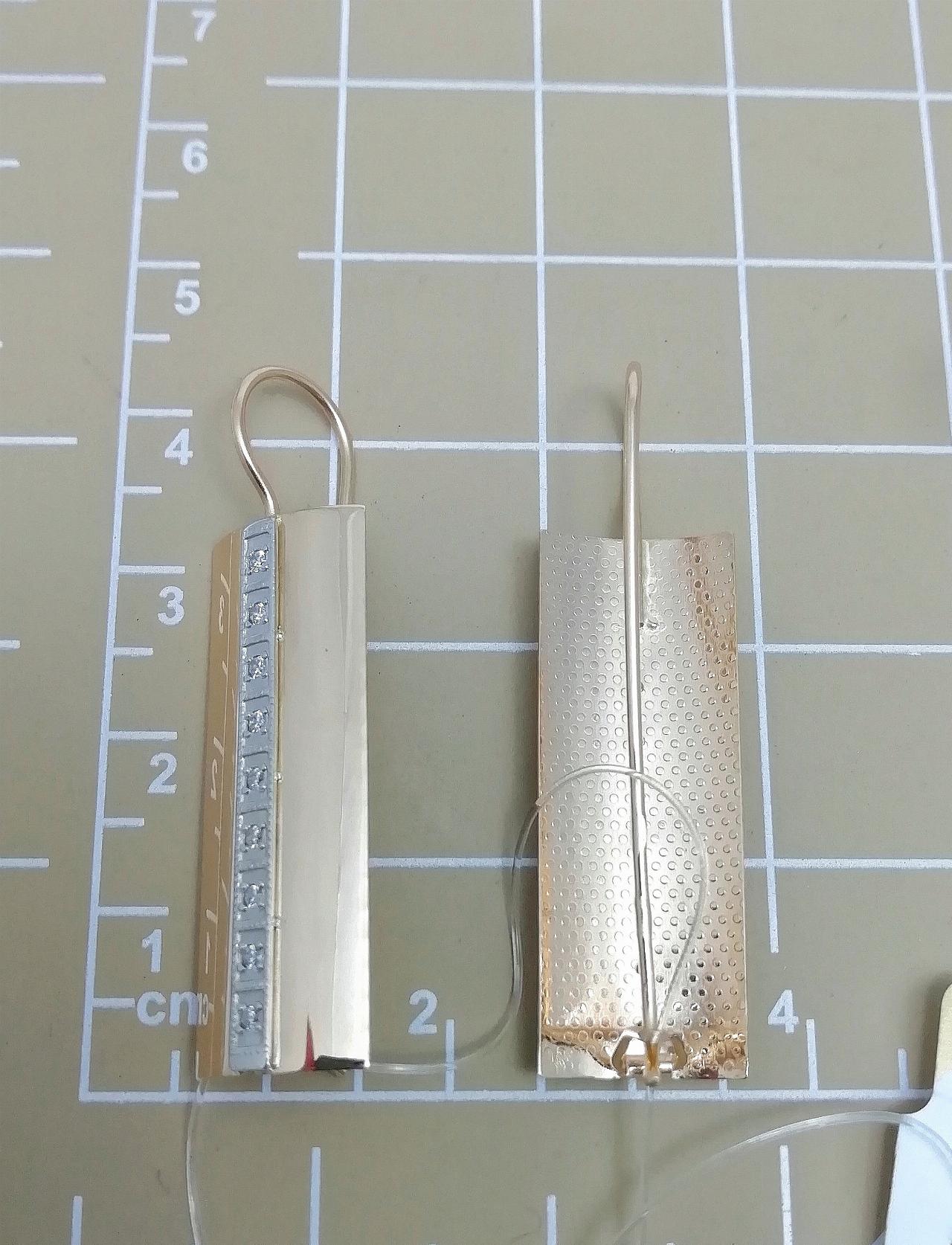 Золотые серьги пластины женские, фианит, французский замок, вес 4,9 г