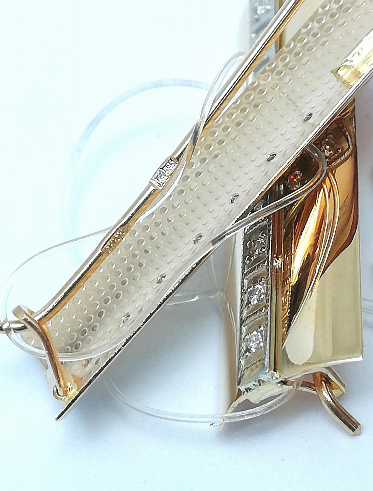 Золотые серьги пластины женские, фианит, французский замок, вес 4,88 г