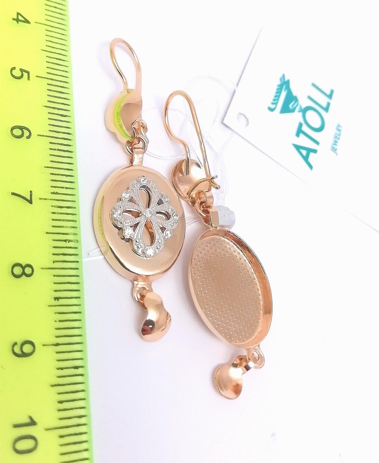 Золотые серьги женские самовары, фианит, французский замок, вес 5,45 г