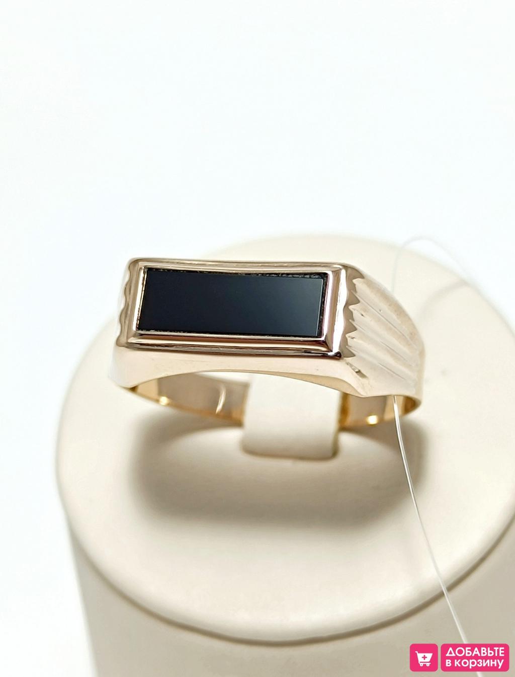 Золотое кольцо мужская печатка, вставка фианит