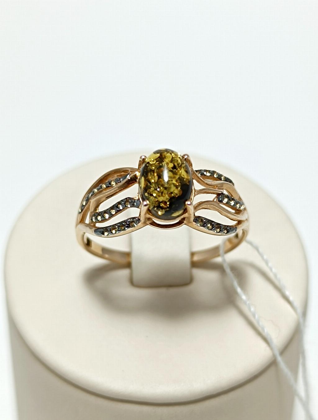 Золотое кольцо женское, вставка хризолит