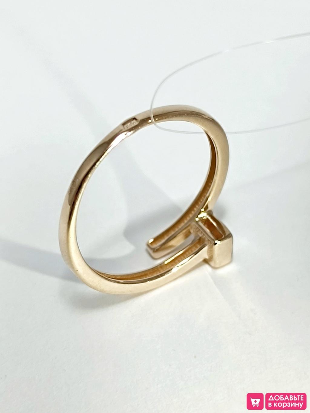 Золотое кольцо женское гвоздь, вставка фианит