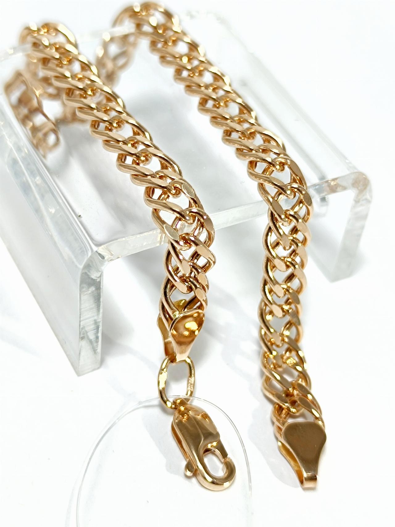 Золотой браслет Двойной ромб