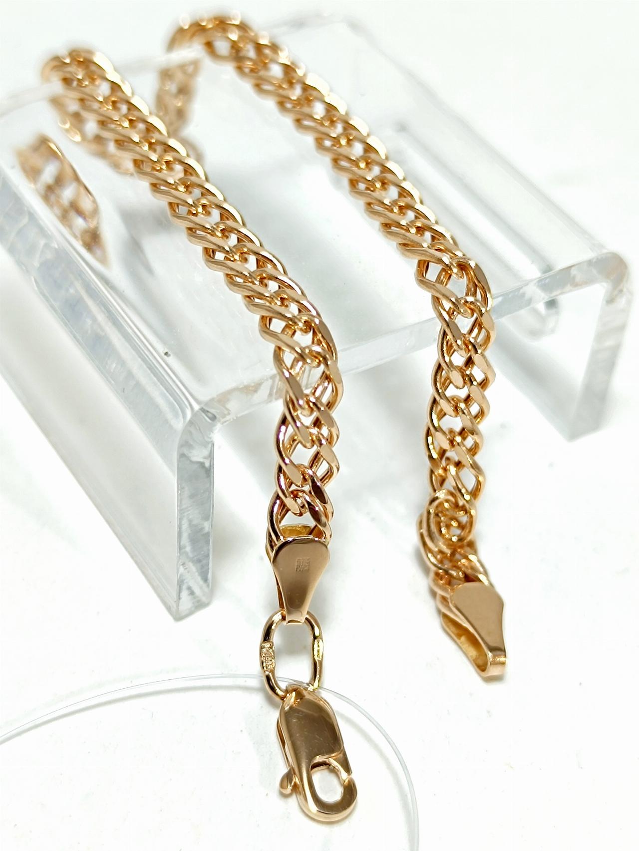 Золотой браслет Двойной ромб