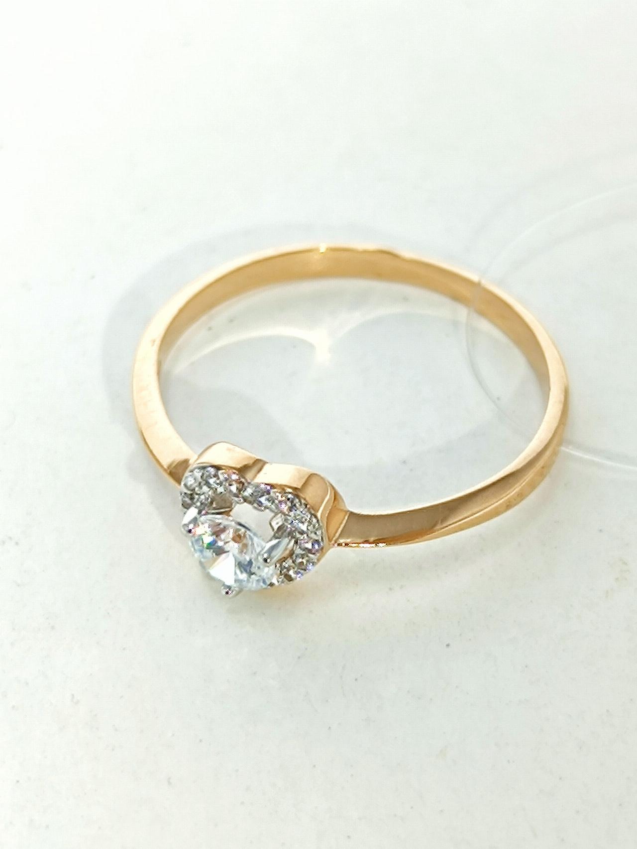 Золотое кольцо женское, вставка фианит